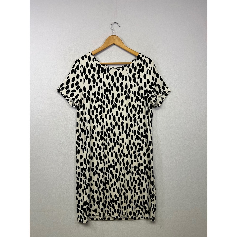 Mod Dalmatian H&M Womens Large‎ White Black Abstract Spot Zip Back Shift Dress